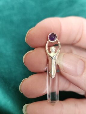 Amethyst and Clear Quartz Point Pendant With Amethyst And Sterling Silver
